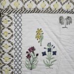 Reversible Handblock Quilt - Yellow Flower Border