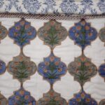 Reversible Handblock Quilt - Blue Green Mughal Buta