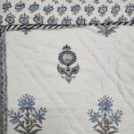 Reversible Handblock Quilt - Shades Of Blue Flowers