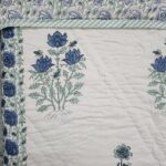 Reversible Handblock Quilt - Blue Bud & Flower Pattern