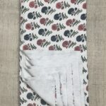 Quilted Fabric - Coral Pink Grey Handblock