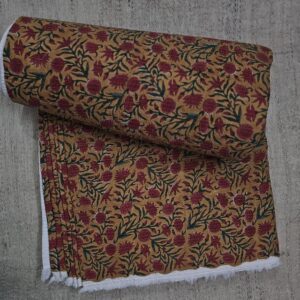 Quilted Fabric - Red Floral Handblock