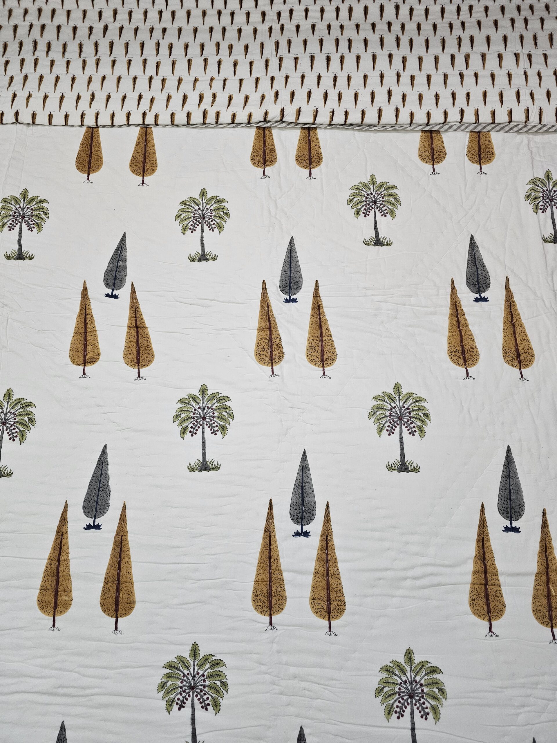 Reversible Handblock AC Quilt - Three Pine Reversible Handblock AC Quilt - Three Pine