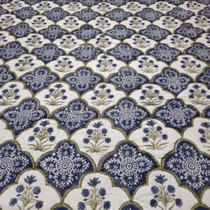 Reversible Handblock Quilt - Blue Mughal Buta