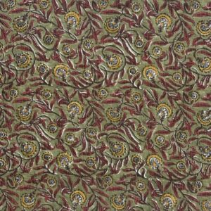 Quilted Fabric - Yellow Flower Maroon leaf Handblock