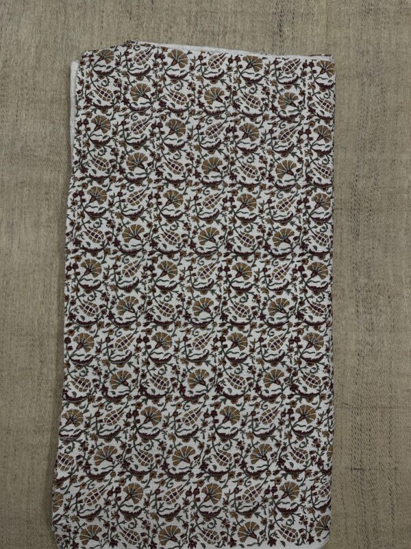 Quilted Fabric - Mustard Floral Jaal Handblock
