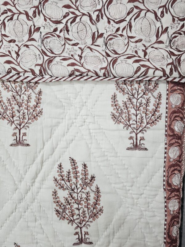 Reversible Handblock Quilt - Bird & Flower Pattern