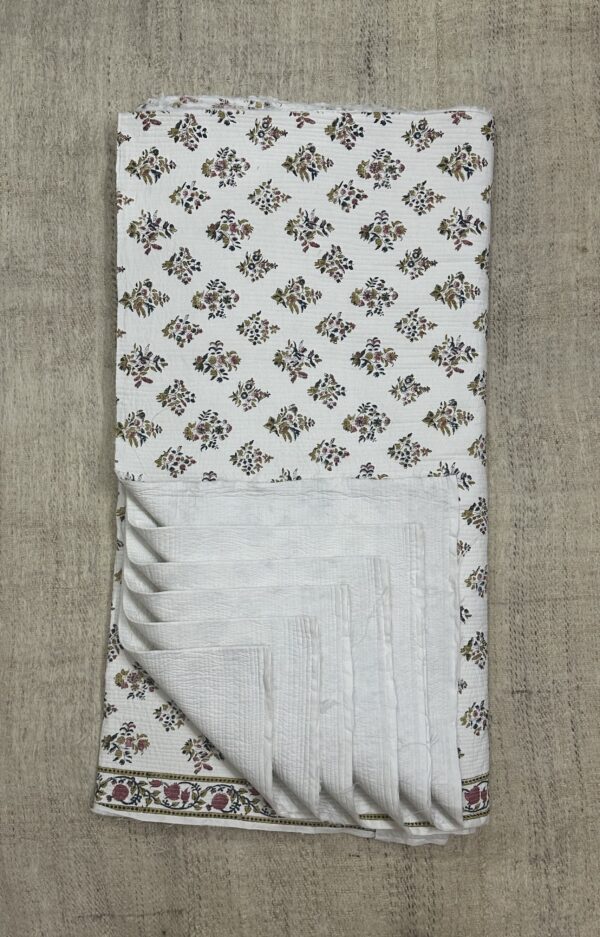 Quilted Fabric - Buta Floral Handblock