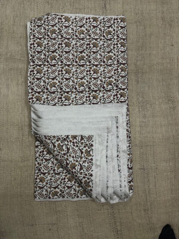 Quilted Fabric - Mustard Floral Jaal Handblock