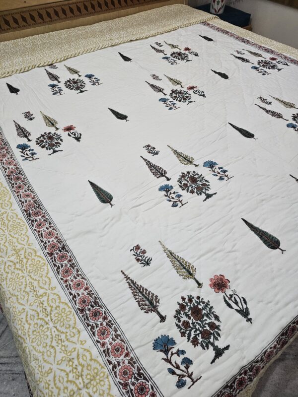 Reversible Handblock AC Quilt - Multi Floral