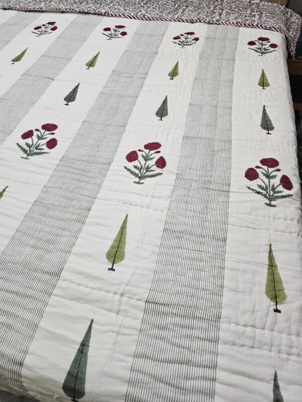 Reversible Handblock AC Quilt - Pine