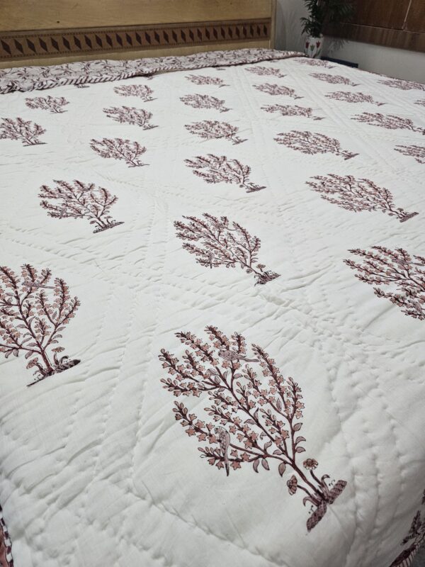 Reversible Handblock Quilt - Bird & Flower Pattern