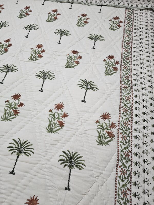 Reversible Handblock AC Quilt - Palm