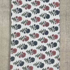 Quilted Fabric - Coral Pink Grey Handblock