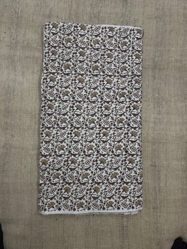 Quilted Fabric - Mustard Floral Jaal Handblock