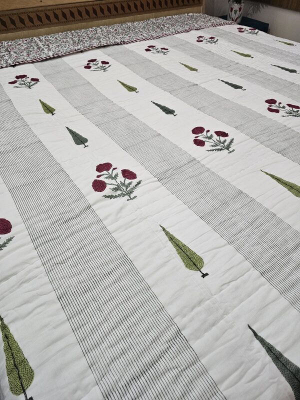 Reversible Handblock AC Quilt - Pine