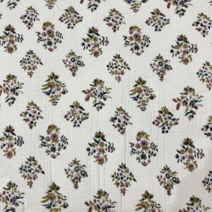 Quilted Fabric - Buta Floral Handblock