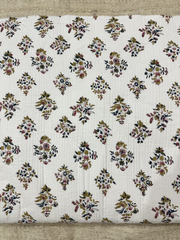 Quilted Fabric - Buta Floral Handblock